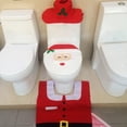 thumbnail image 4 of Tapa De Inodoro Juego de baño con alfombra de papel y cubierta de asiento de inodoro de Papá Noel con decoración navideña (01), 4 of 8