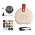 thumbnail image 4 of Kit de costura Hilo Suministros y accesorios de costura Estuche de cuero PU con asa Albaricoque, 4 of 9