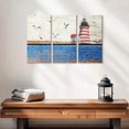 thumbnail image 2 of Elephant Stock Classic Lighthouse Wall Art - Horizontal Multi Panel Canvas - Living Room Wall Decor - Nautical Multi Panel - Blue And Brown Decor - 23" x 14", 2 of 4