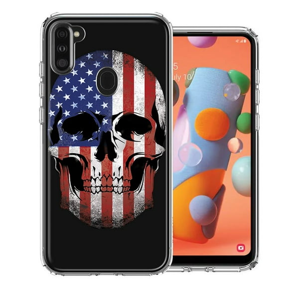 MUNDAZE For Samsung A11 US Flag Skull Double Layer Phone Case Cover