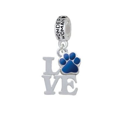 Love with Royal Blue Paw - Wonder Woman Charm Bead