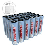 Tenergy 24 Pack AA 2500mAh NiMH Rechargeable Battery and 6 Free Cases