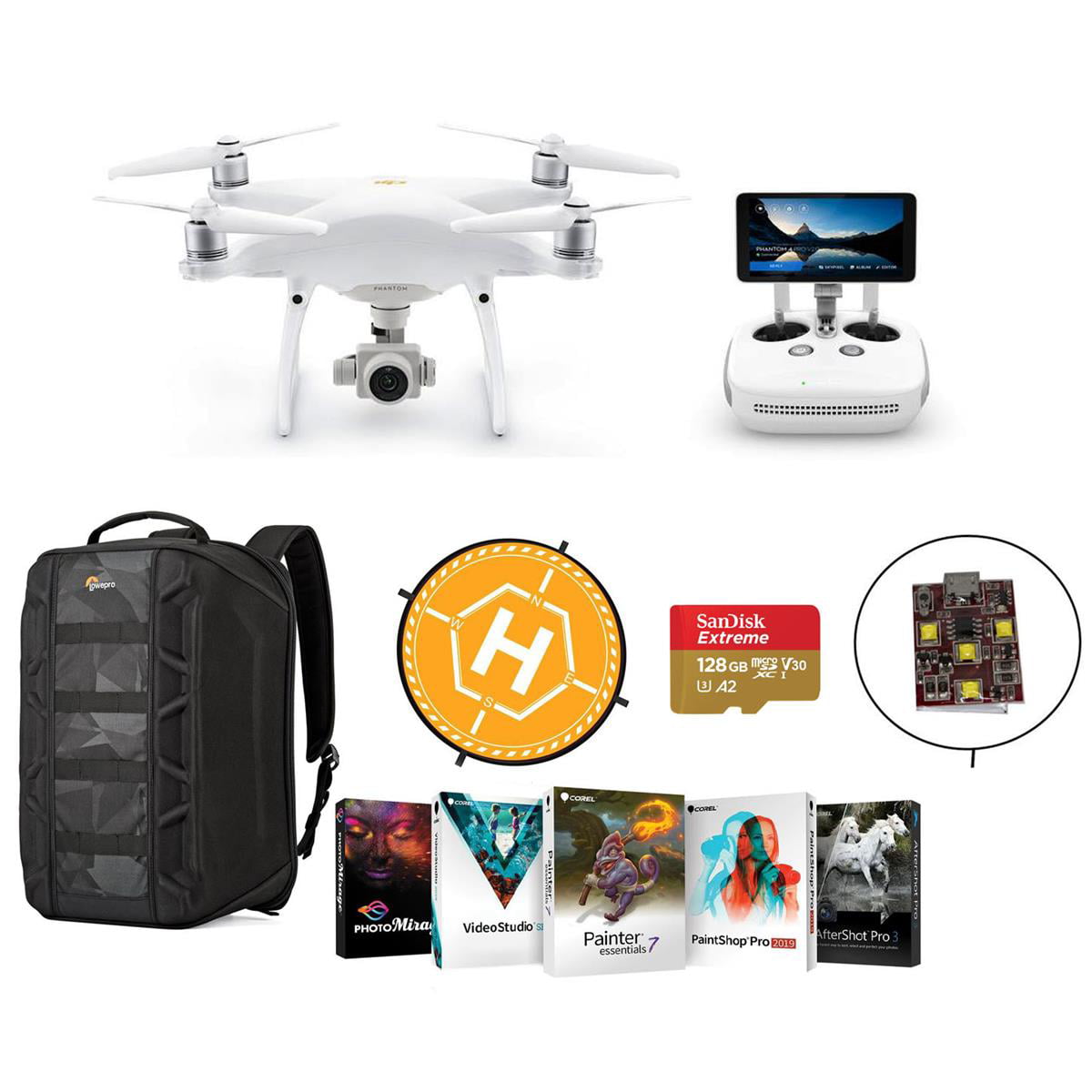 DJI Phantom 4 Pro+ V2.0 Quadcopter Drone with 5.5" FHD Screen Remote Controller - With Kit, MicroSDXC Card, Lowepro DroneGrd BP 400 Bac -