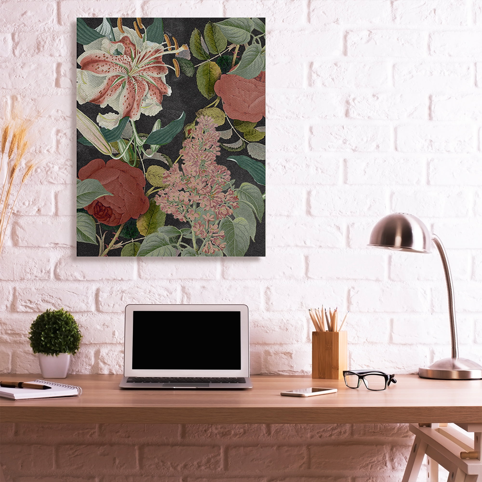 Stupell Industries Tropical Bohemian Floral Illustration Green Red Canvas Wall Art by Daphne Polselli