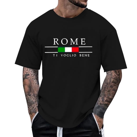 XIAOCHA Mens Rome Graphic Tee Short Sleeve Crew Neck Top Soft Casual Travel Shirt