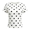 thumbnail image 5 of Trendfront Womens Polka Dot T Shirt Crewneck Short Sleeve Slim Fit Cropped Casual Tee Summer Going Out Everyday Fashion Tops, 5 of 5