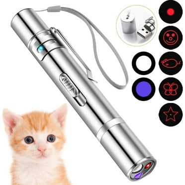 Cat Laser Toy, Laser Pointer Cat Teaser Toy, Interactive Cat Toys for Indoor Cats Dogs Pets to Play Chase, Red Dot Lazer Light Kitten Fun Mental Physical Exercise Kitty Toys, USB Rechargeable