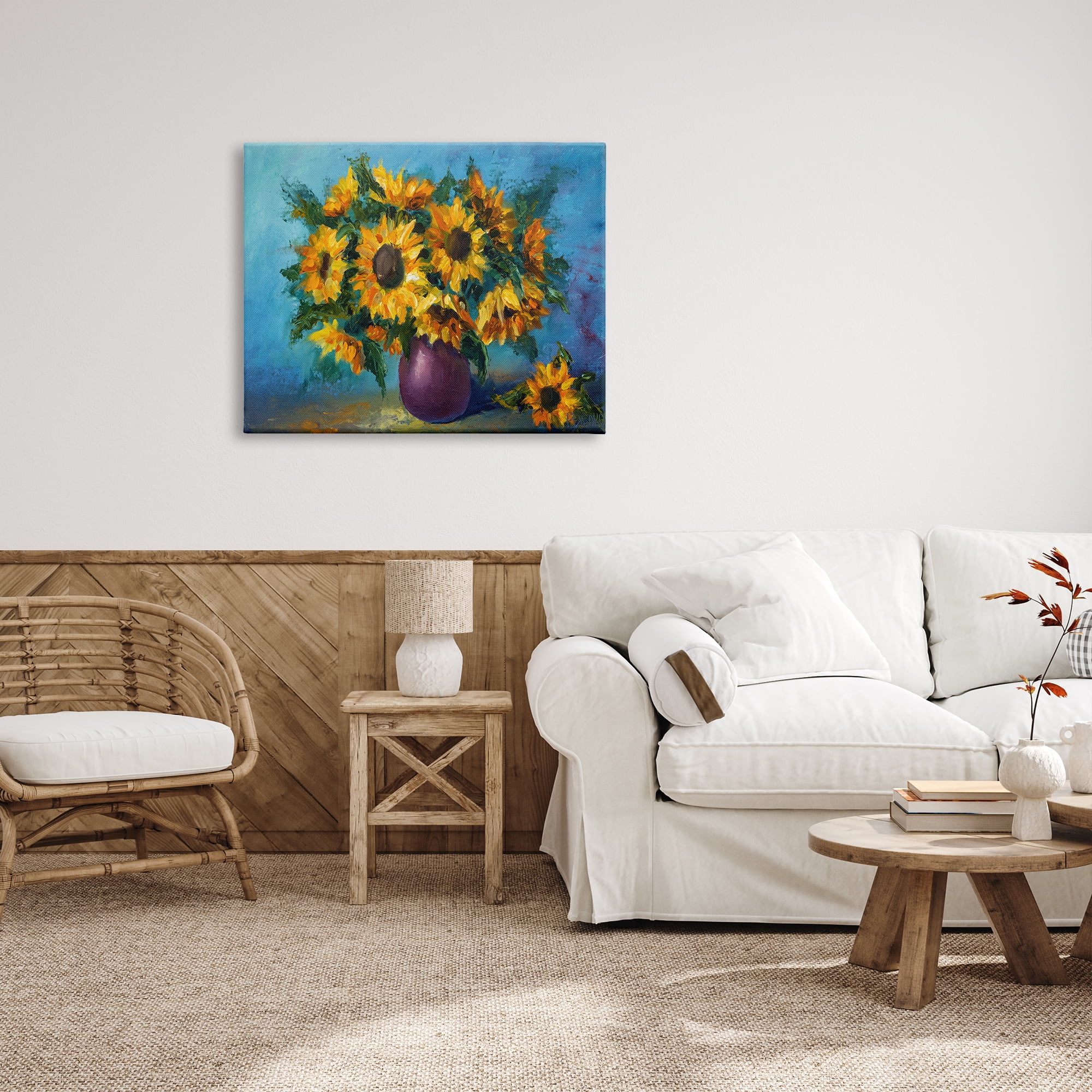Stupell Industries Sunflowers Still Life Painting Botanical & Floral Painting Gallery Wrapped Canvas Print Wall Art, 40 x 30