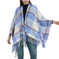 thumbnail image 6 of XFLWAM Women's Sweater Poncho Coat Shawl Wrap Poncho Cape Belt Gradient Cardigan Sweaters Open Front for Spring Winter Blue One Size, 6 of 6