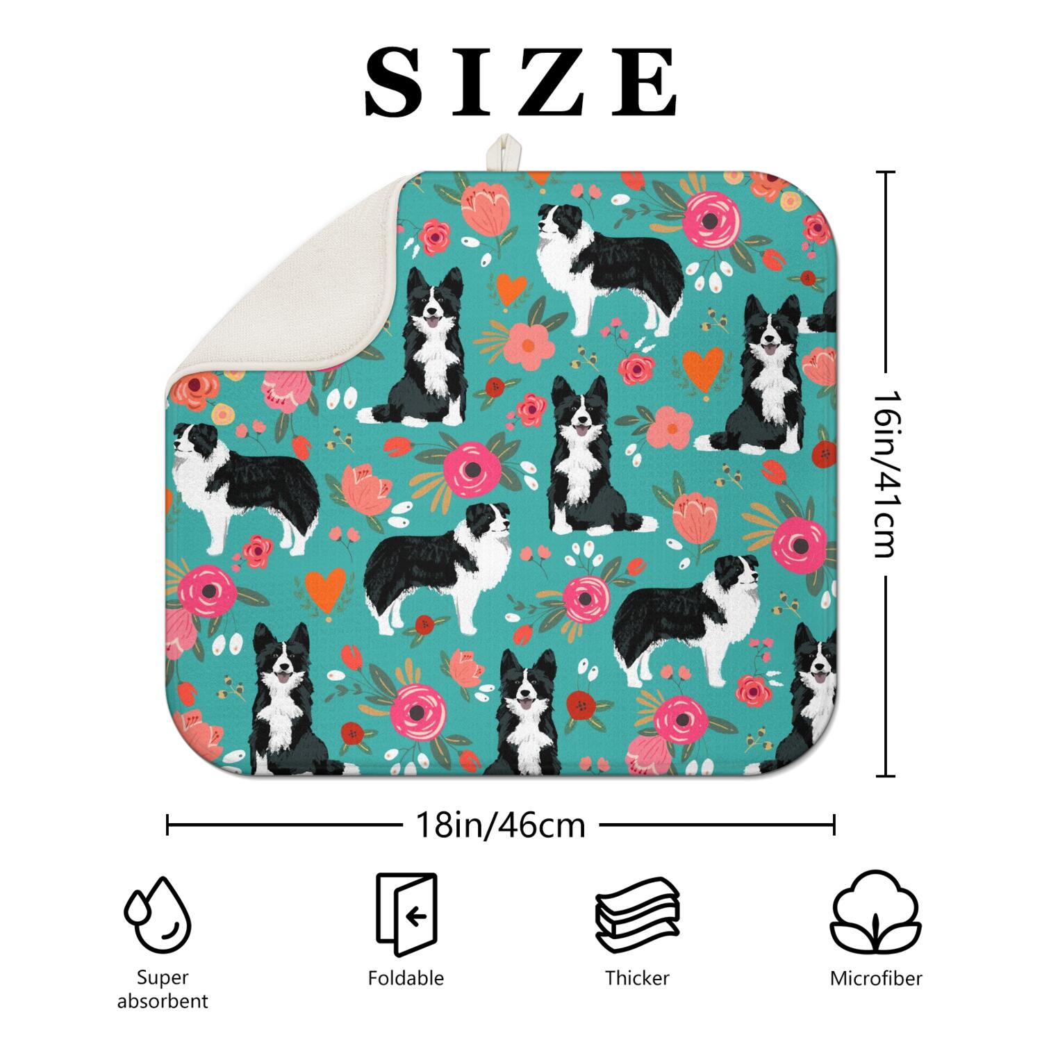 2pcs Paw Design Quick Dry Kitchen Mat Absorbent Non-Slip Sink Protector