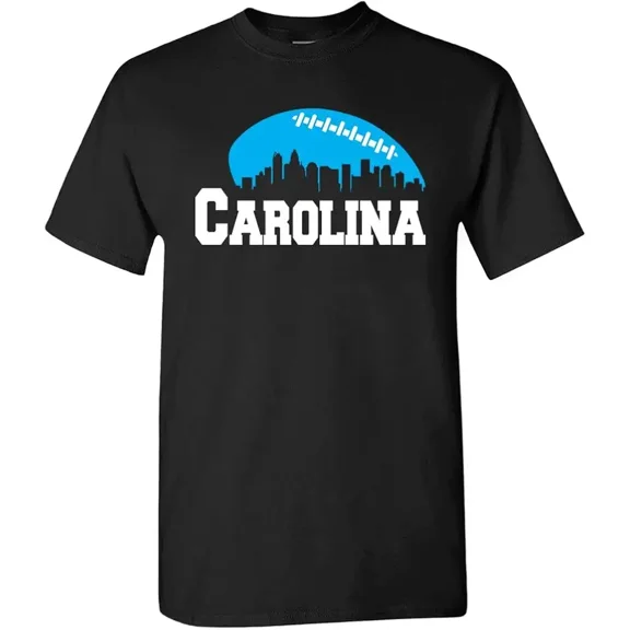 Carolina Football Skyline Graphic T-Shirt Retro Charlotte City Pride Men's Apparel Black