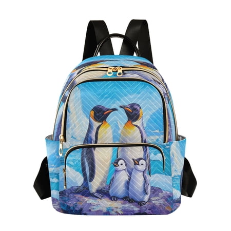 WOBOGO Penguin Family Pattern Butterfly Backpack Durable Lightweight Shoulder Bag Built-in Laptop Sleeve and Multiple Utility Compartments