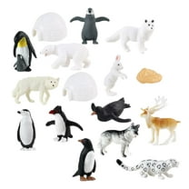 16 Pieces Lifelike Arctic Animal Includes Arctic Reindeer, Penguins, Bear, Arctic , Igloo Figure Toy for Birthday