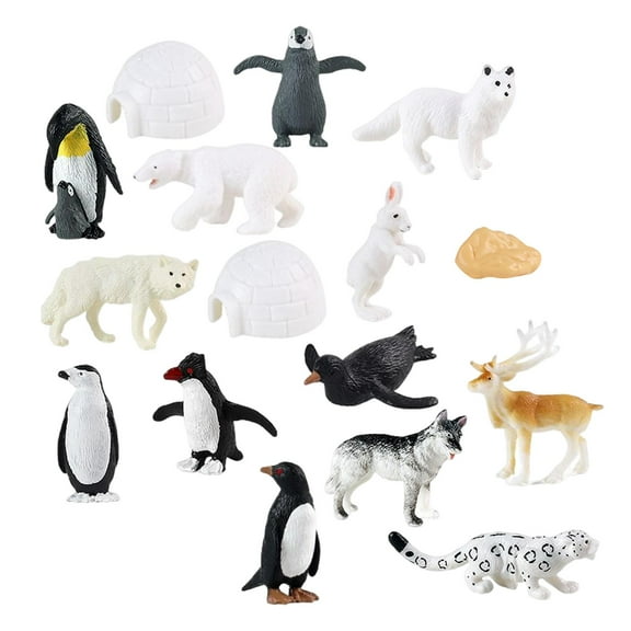 yotijay 16 Pieces Realistic Arctic Animals Animal Playset Figurines for Party Toy