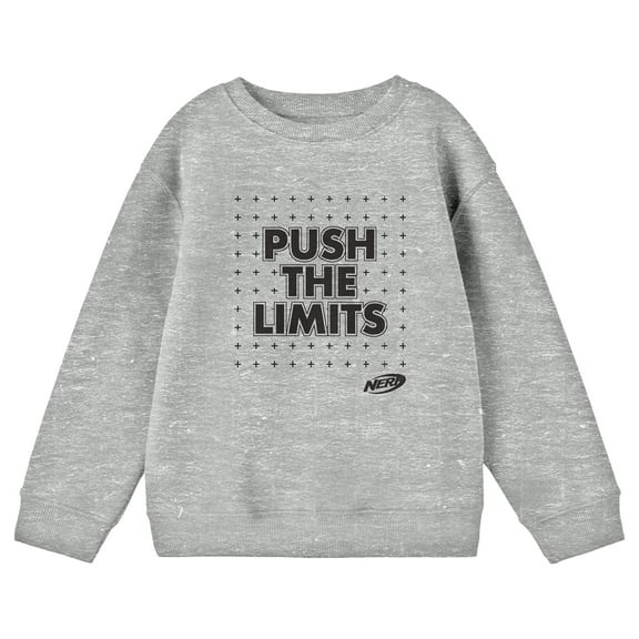 Nerf Push The Limits Crew Neck Long Sleeve Athletic Heather Youth Sweatshirt-Medium