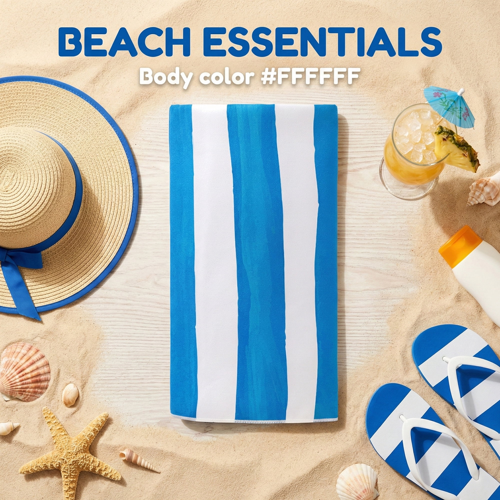 Unique Bargains Striped Absorbent Beach Towel 2 Pack Blue 63"x31"