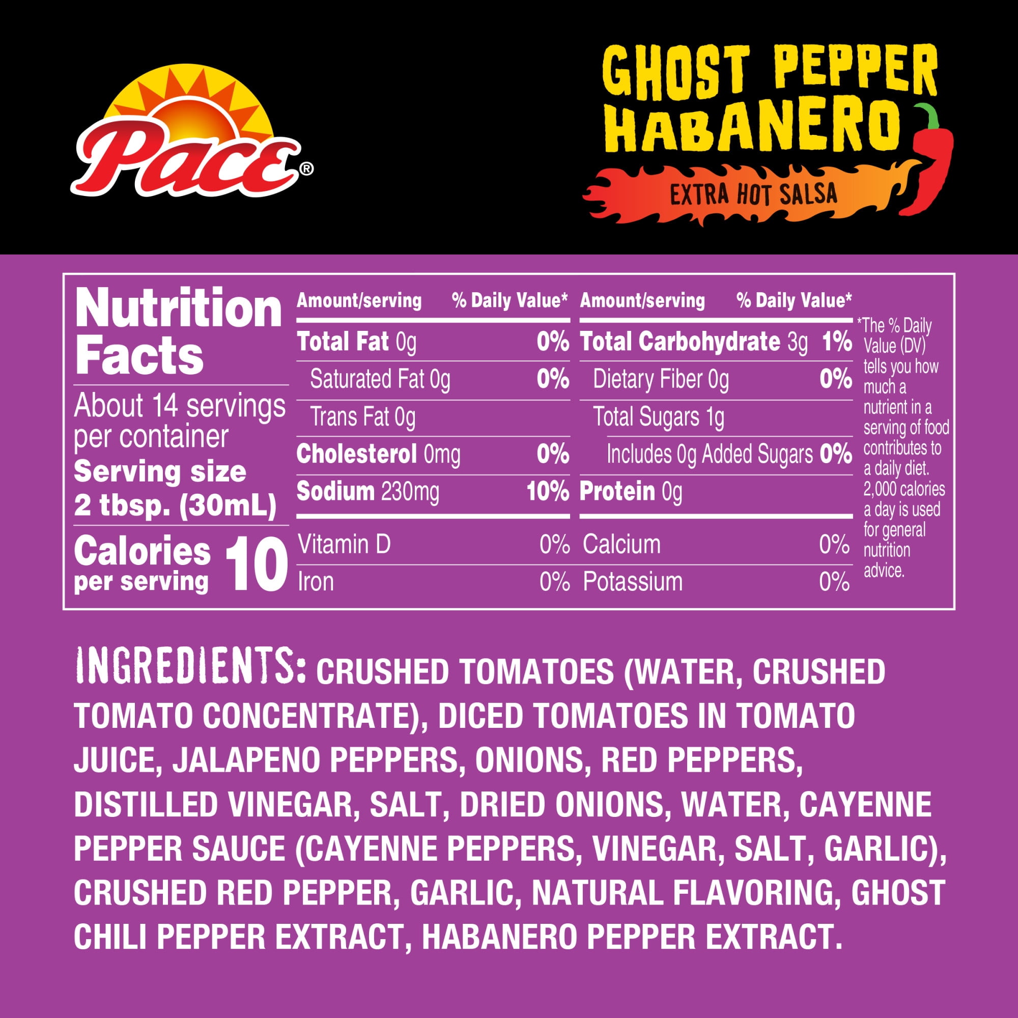 Pace Ghost Pepper Habanero Extra Hot Salsa, 16 oz Jar