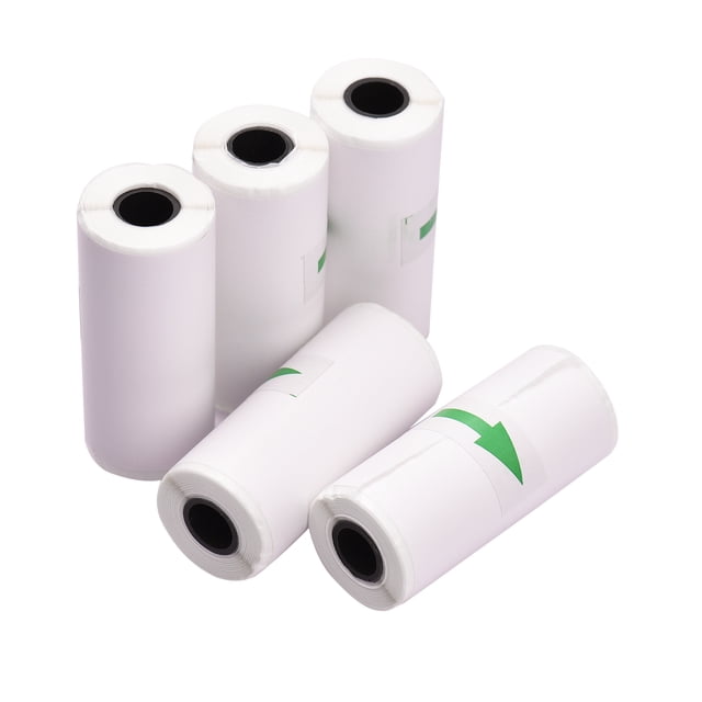 5pcs Adhesive Thermal Receipt Sticker Paper Rolls 57*25mm for Mini Pocket Photo Printer Peripage Poooli Paperang High Definition