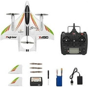 Bruce&Shark RC Airplane WLtoys XK X450, 2.4G Remote Control Plane 6 Channel Brushless Motor Aircraft, Vertical Takeoff LED RC Glider Fixed Wing Plane RTF For Adult Child Kid Teen