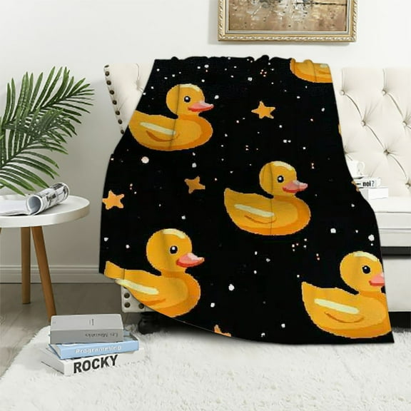 Patifu Cute Snowflake and Duck Flannel Blanket for Autumn Winter Gifts Warm Cozy Soft Funny Print Throw for Bed Couch Sofa  40x50in