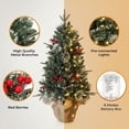 thumbnail image 3 of 3ft Pre-Lit Artificial Mini Christmas Tree with 78 Led Lights & Burlap Base Festive Tabletop Xmas Decor with Berries for Home, Office, or Outdoor Use, 3 of 6