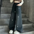 thumbnail image 2 of Hessimy Girls' Jeans Baggy High Waist Pants Wide Leg Pants Teen Clothing Justice Girls Clothing Daily Casual Pants Jeans (Black,4-5 Years), 2 of 9