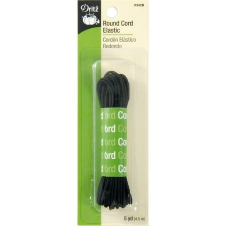 UPC: 0072879993424 | Dritz ~4 Packages 9342B ~ Black Round Cord Elastic ~ 5 yards ~