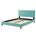 thumbnail image 3 of Platform Bed Frame, King Size, Velvet, Blue, Modern Contemporary Urban Design, Bedroom Master Guest Suite, 3 of 10