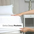 thumbnail image 2 of CGK Linens 400 Thread Count Extra Deep Pocket Single Fitted Sheet Only - King Size 100% Cotton Sateen Bottom Sheet, Fits 18"-24" Mattresses, White, 2 of 6