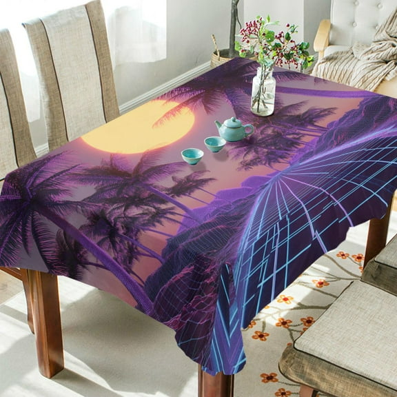 Yayeee Tablecloths 54" x 54" Rectangle Wrinkle Resistant Party Table Cover, Night Purple Road