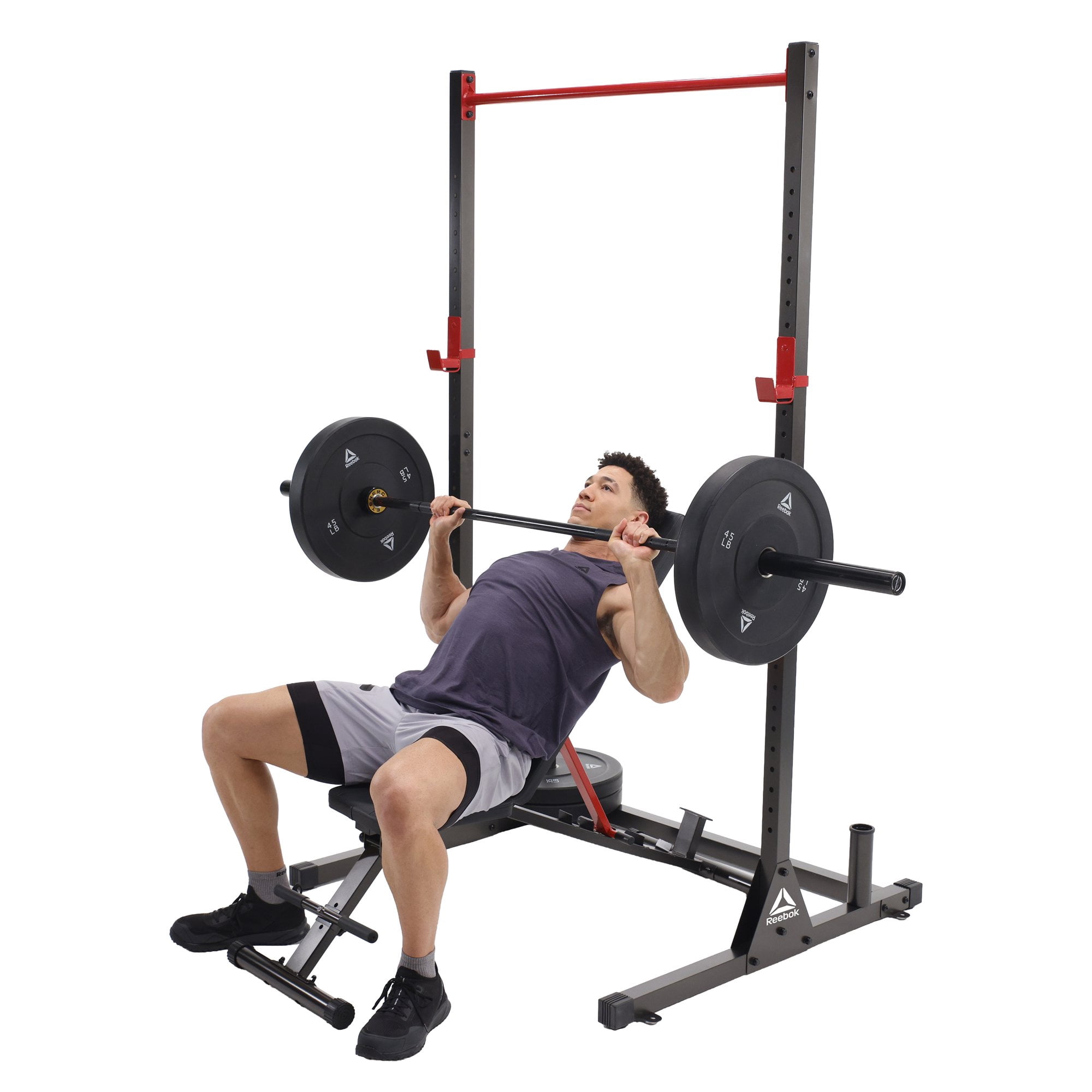 Reebok プレートラック Reebok Power Squat Rack – Heavy-Duty Steel with Pull-Up Bar & 300