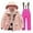 Hot Pink, variant on Kids 2 Piece Snowsuit Set Girl Winter Hooded Puffer Jacket & Sno𝗐 Bib Pants Boy Ski Suits Multi Pockets 3-14 Years