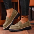thumbnail image 2 of YLYL Women's Penny Loafers Lug Sole Chunky Heels Comfortable Casual Slip on Office Business Dress Shoes, 2 of 9