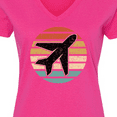 thumbnail image 4 of Inktastic Airplane Pilot Vintage Sunset Women's V-Neck T-Shirt, 4 of 5