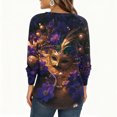 thumbnail image 4 of Womens Mardi Gras Shirts Glitter Carnival Long Sleeve Graphic Tee Feathers Print Crew Neck Party Tops Navy L, 4 of 6