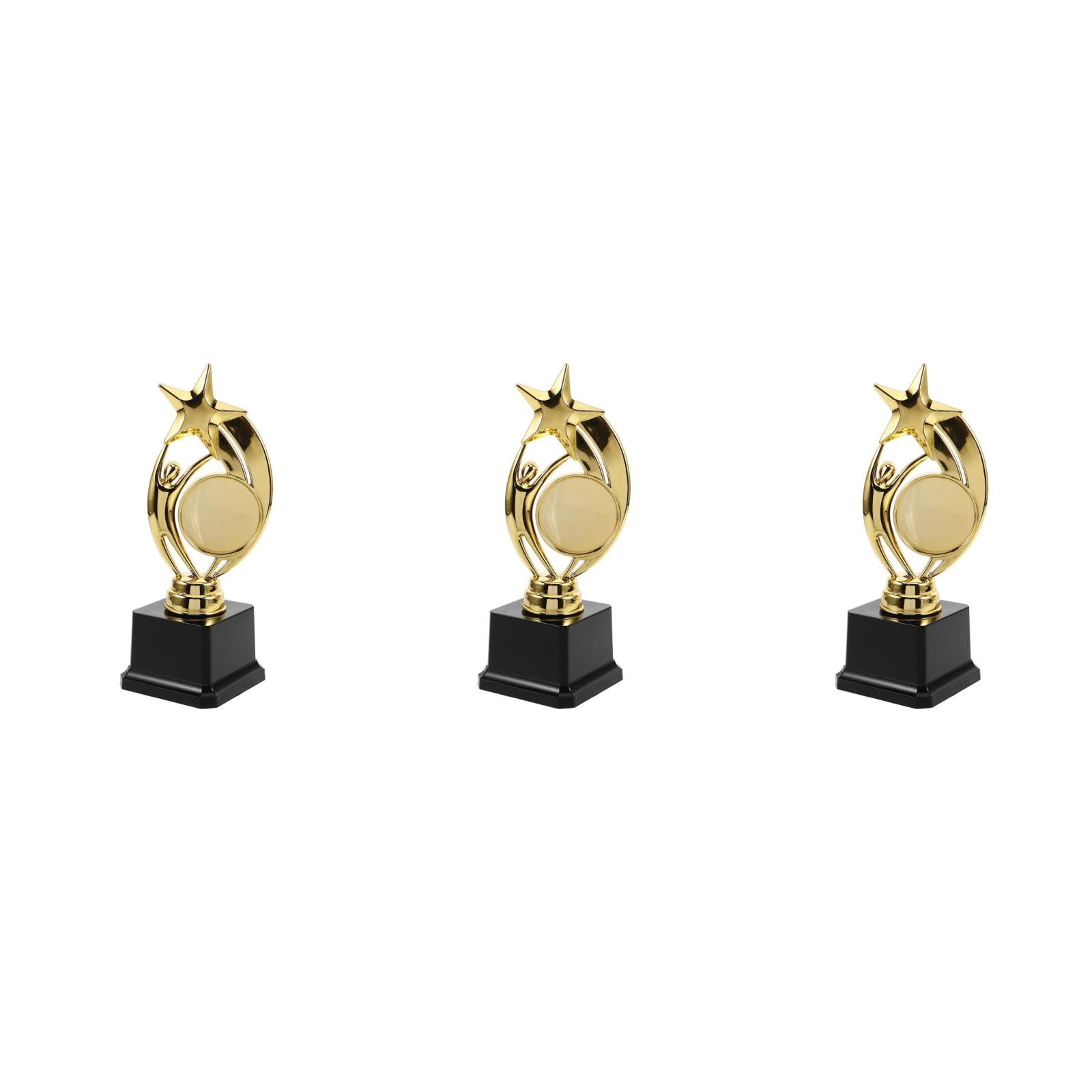 WORGEOUS 3pcs Plastic Award Trophy Golden Plastic Trophy Cup Sports Winner Trophy Model for Kids Adults Tournaments Competition Reward