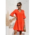 thumbnail image 5 of QINCAO Women Dresses Summer Dress V-Neck Short Sleeve T-Shirt Dress Babydoll Ruffles Casual Mini Female Dress, 5 of 8
