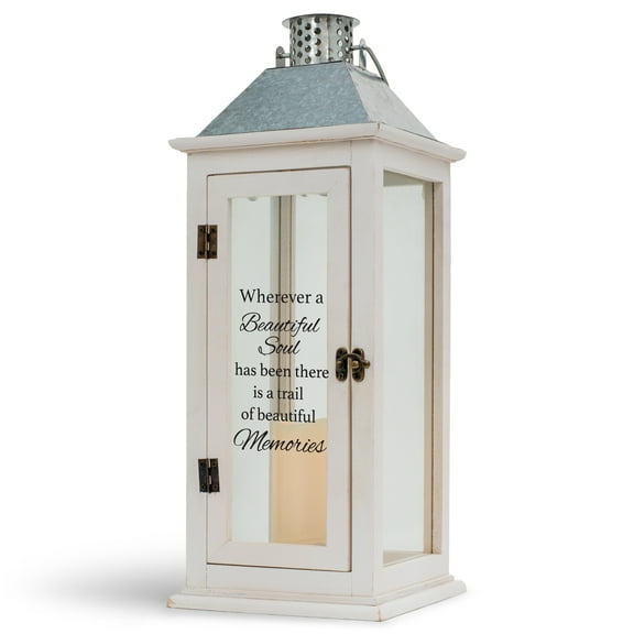 Trail Of Beautiful Memories Classic White 6.5 x 6.5 x 17 LED Candle Lantern