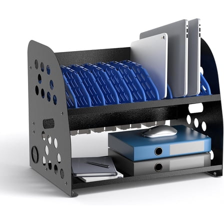 POCHAR 10-Device Chromebook Charging Station for Laptop and Tablet - Charging Rack with Storage Space for Classroom, Office, Hospital