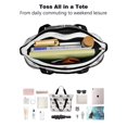 thumbnail image 4 of Tote Bag for Women - Cartoon Pug Dog Shoulder Bag - Large Utility Work Duffle Bag with Zipper Handbag for Travel, Work, Sprots, 4 of 5