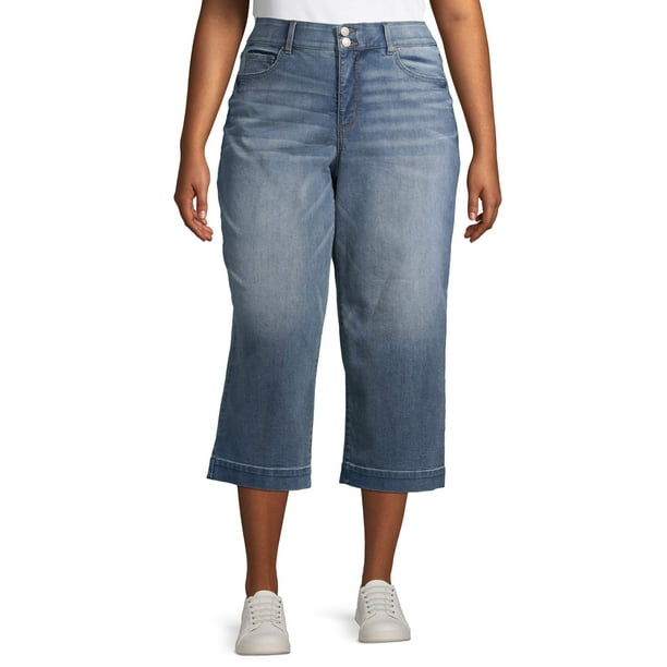 Terra & Sky - Terra & Sky Women's Plus Size Wide Leg Crop Jeans ...