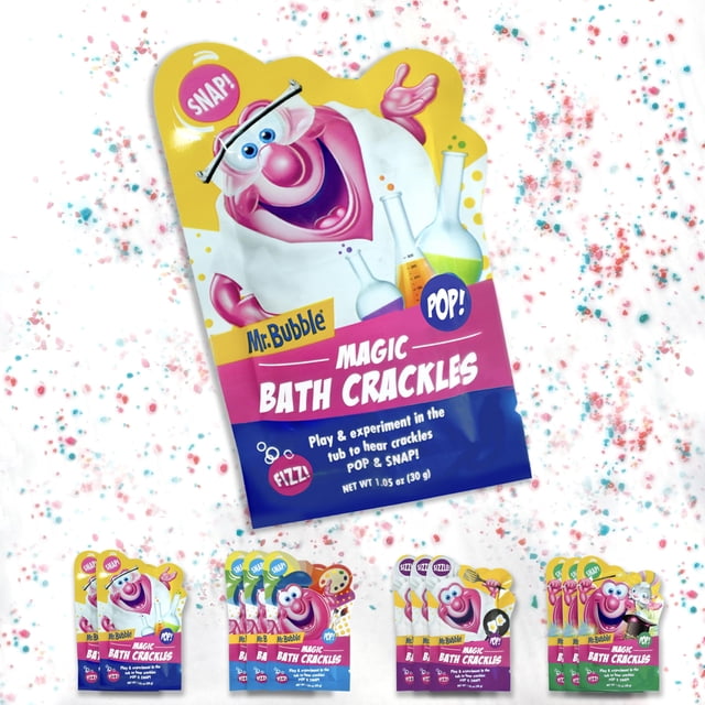 Bath Crackles Mr. Bubble Magic, paquete de 30 ml para niños, paquete de 12