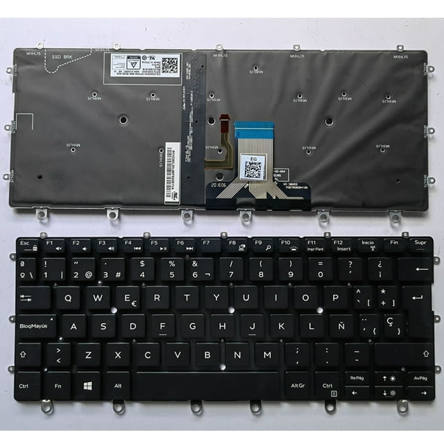 Clavier d'Ordinateur Portable SP/US Anglais pour DELL pour XPS 13 9365 P71G 0WPCF9 PK131QS1A00 SP Noir