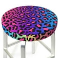 thumbnail image 3 of Xecao's Leopard Neon Rainbow Gradient Print Stool Covers offer stylish, washable protection for PU round bar stools, perfect for home or commercial use., 3 of 7