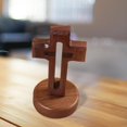 thumbnail image 2 of Cruz de madera estatua tallada a mano ornamento ilustraciones decorativas DIY crucifijo base redonda Zulema Estatuas de crucifijo, 2 of 8