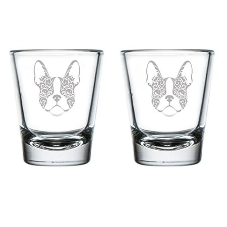 

Set of 2 Shot Glasses 1.75oz Shot Glass French Bulldog Floral