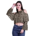 thumbnail image 2 of Moomaya Printed Casual Long Sleeve Tops Women Cold Shoulder Ruffle Sleeves Top, 2 of 4