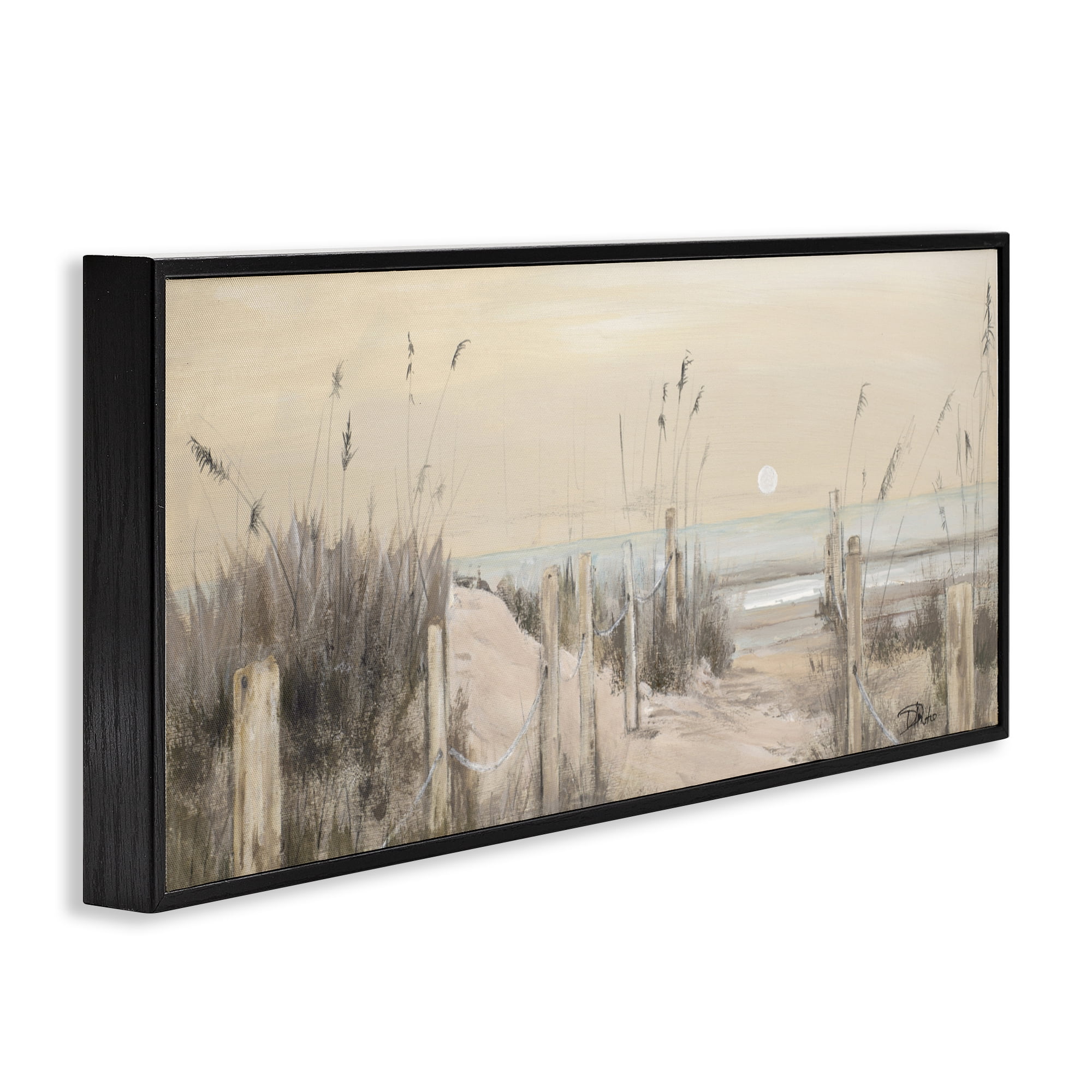 Stupell Industries White Moon Over Ocean Black Framed Giclee Art, design by Patricia Pinto