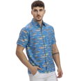 thumbnail image 4 of LA LEELA Mens Short Sleeve Button Down Casual Beach Shirt S Saltwater Fish Blue, 4 of 6