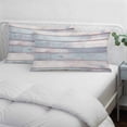thumbnail image 4 of Blue Ombre Wooden Throw Pillow Cover, Pillowcase Protectors with Zipper, Breathable Decorative Lumbar Pillow Case Cover, Farmhouse Abstract Art Striped Pillow Shams for Couch Sofa 12x20Inch, 4 of 8